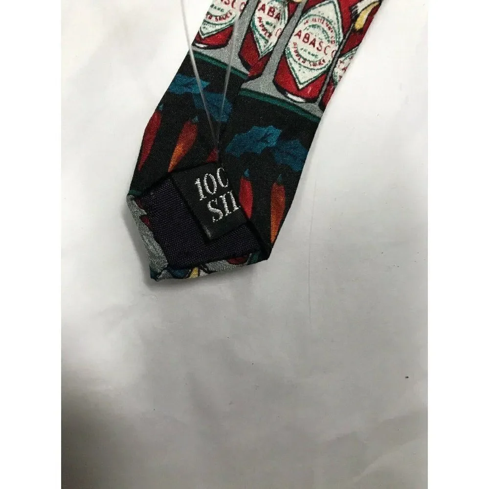 Tabasco Mens Necktie Tie Silk Hot Sauce Novelt New